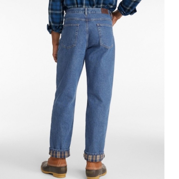 EUC LL Bean Double Jeans, Relaxed Fit, Cotton, Flannel Lined, Sz 42x34, Denim​ - Picture 8 of 15
